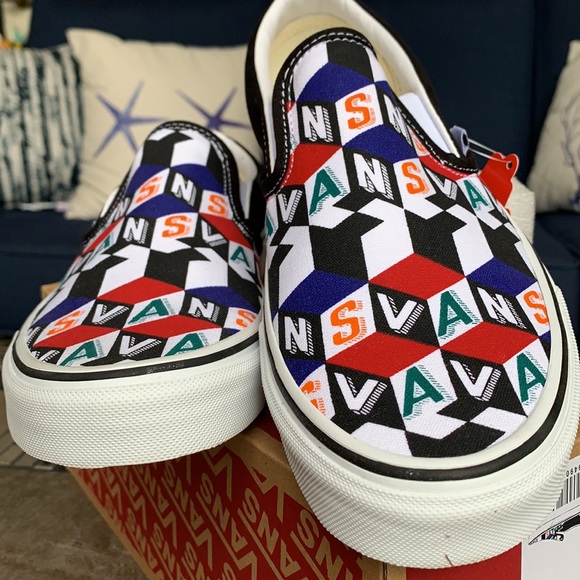 VANS CLASSIC SLIP ON CHECKER CUBE MULTI/TRWHT MENS - Picture 10 of 16